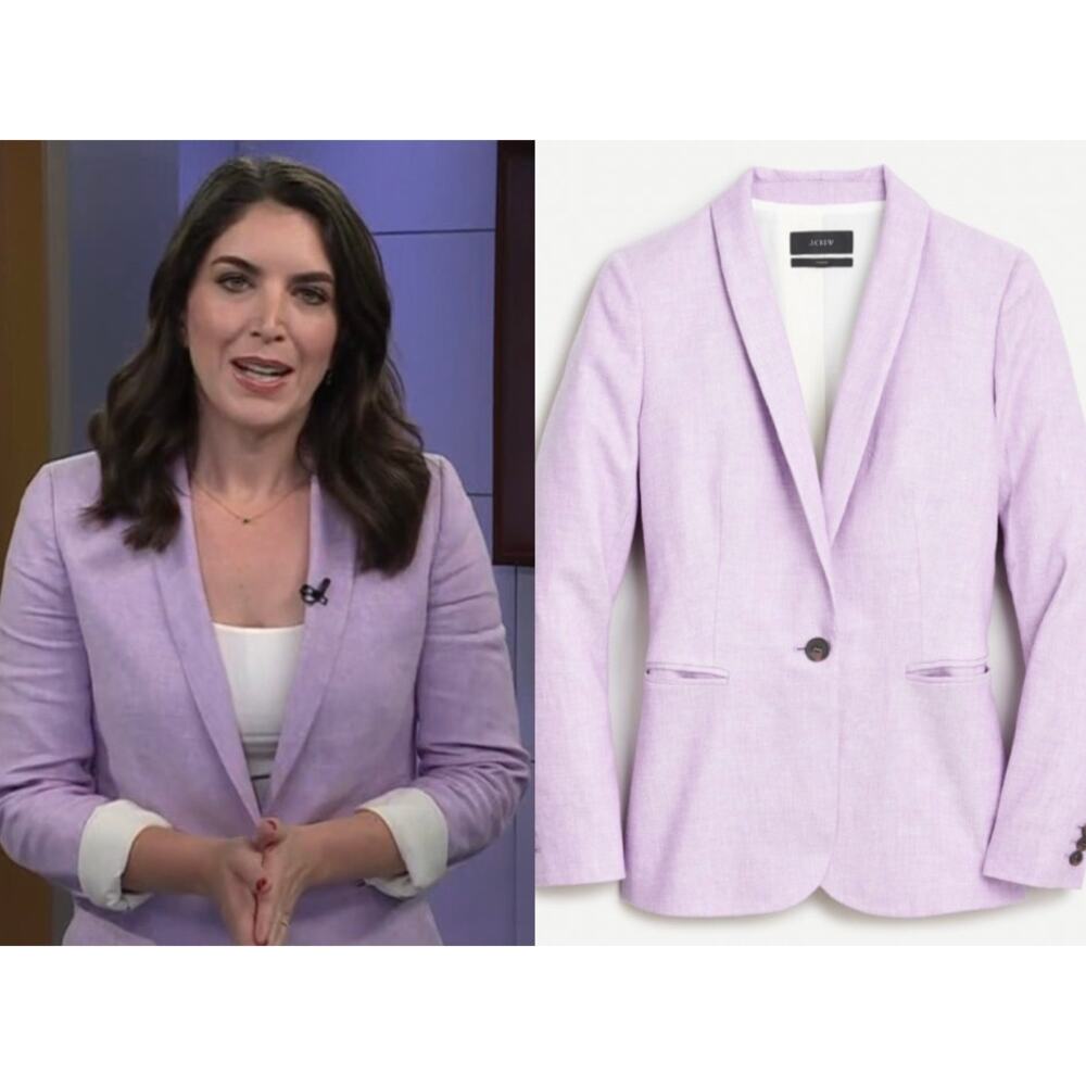 J.Crew Parke Linen Blazer Lilac Stretch Career Jacket Size 4 - Picture 6 of 14